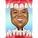 Dentist Looking Through Teeth Caricature