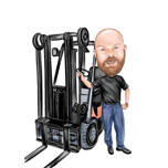 Forklift Driver Caricature