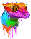 Caricatura de réptil de lagarto camaleão em estilo aquarela da foto