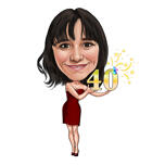 Dessin d'anniversaire en pied, réalisé à la main à partir d'une photo - Cadeau personnalisé idéal pour elle