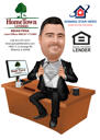 Sitting on the Desk Office Caricature