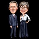 Karikatur eines glücklichen Paares mit schwarzem Hintergrund vom Foto