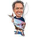 Caricatura de pesca de fotos: colorido, corpo inteiro