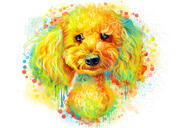 Pintura de retrato em aquarela de poodle