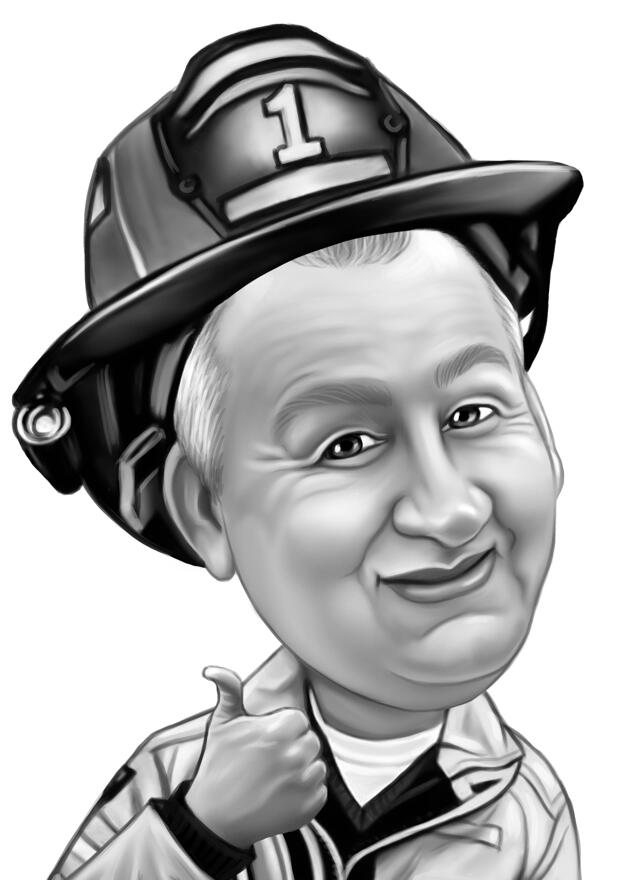 fireman cartoon black and white