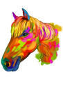 Portret de cai pastel din fotografii - stil acuarelă