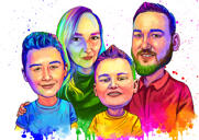 Portret de familie acuarelă din fotografii - Imprimare poster de 16"x20".
