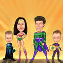 Caricatura familiar de superhéroes personalizada
