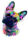 Portret Bulldog Francez Pastel Acuarelă