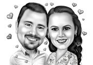 Retrato de desenho animado em preto e branco