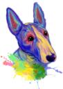 Bullterrier-Hundekarikatur im Pastell-Aquarell-Stil, handgezeichnet von Fotos