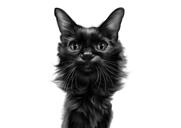 Kaķa portrets no fotoattēliem melnbaltā stilā