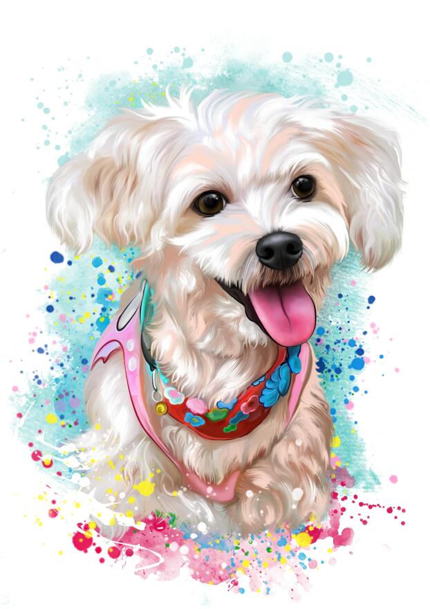 Retrato de perro divertido Imagen de retrato de dibujos animados en  pasteles tiernos dibujados a mano a partir de fotos