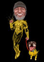 Superhero Owner with Dog Drawing