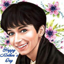 Mother's Day Gift Portrait Drawing in Colored Style