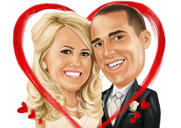 Couple de Saint Valentin caricature en coeur