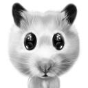 Siyah Beyaz Tarzda Hamster Portresi