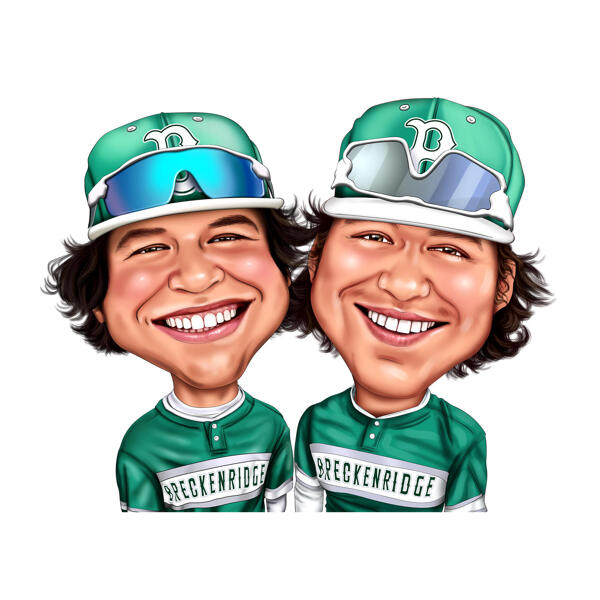 Caricatura deportiva personalizada de dos personas