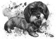 Portret acuarelă câine grafit cu fundal
