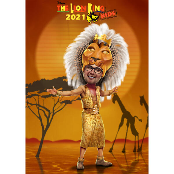 Caricatura de fãs do rei leão