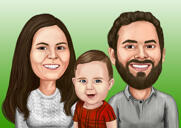 Vacation Family with Baby Caricature