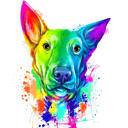 Vlastní psí headshot kreslený portrét v chromatickém akvarelovém stylu z fotografií
