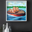 Poster Print - Family Cartoon from Photos Hand Drawn in Colored Style