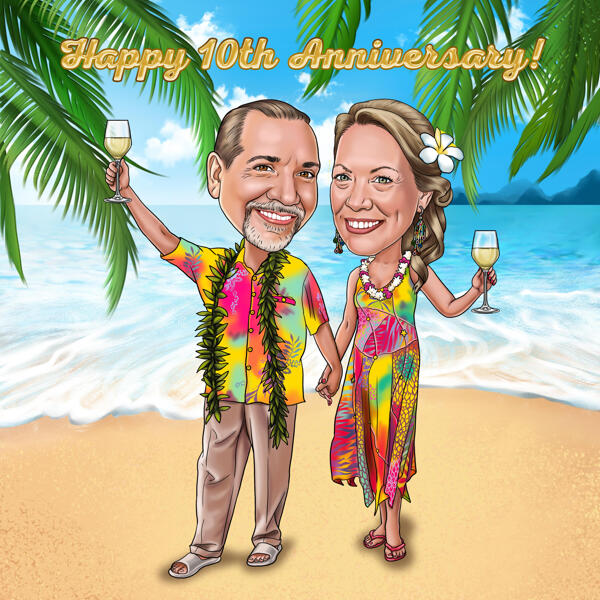 Caricatura de aniversário de casal a partir de fotos
