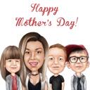 Mother with Children Family Drawing