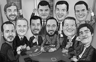 Freunde spielen Poker Cartoon Portrait