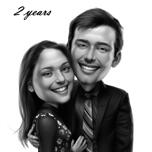 2 года - Карикатура пары в черно-белом цифровом стиле на основе фотографий