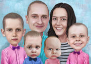Group of 6 People Caricature in Colored Style from Photos