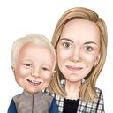 Caricatura de madre e hijo a partir de una foto