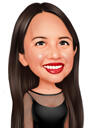 Vrouw Cartoon portret in kleur stijl Hand getrokken uit foto