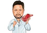 Butcher Caricature: Custom Hand-Drawn from Photo