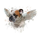 Mémorial de chien avec des ailes d'ange