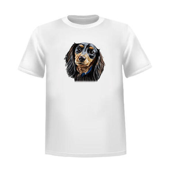Custom Head and Shoulders Pet Caricature Portrait from Photos on T-shirt