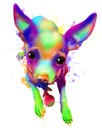 Acuarelă Pastel Întregul Corp Chihuahua Portret Desen Desen Art