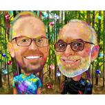 Portrait caricatural arc-en-ciel de 2 personnes