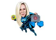 Caricatura de superhéroe de cuerpo completo