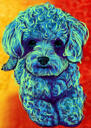 Colorful Watercolor Full Body Poodle Caricature Art from Photos