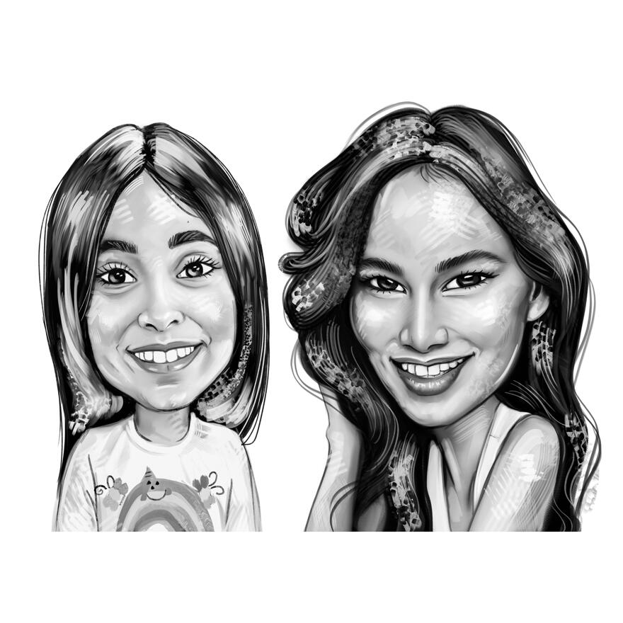 Caricature de 2 personnes l huile de style noir et blanc