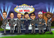 Caricatura de padrinos y damas de honor