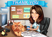 Caricature de bureau dessiné à la main