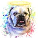 Pet Loss Portrait - Dibujo de mascota en acuarela pastel con halo