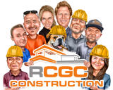 Būvstrādnieku grupas karikatūra