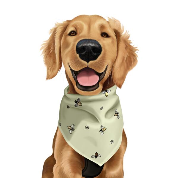 Portret de desene animate cu bandană de câine