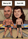 Desene animat amuzant cu luptători de meci de box