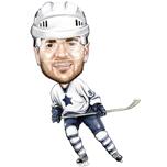 Hockey Cartoon Portrait on White Background