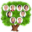Fun Family Tree Caricature​ Printed on ​Large Canvas​
